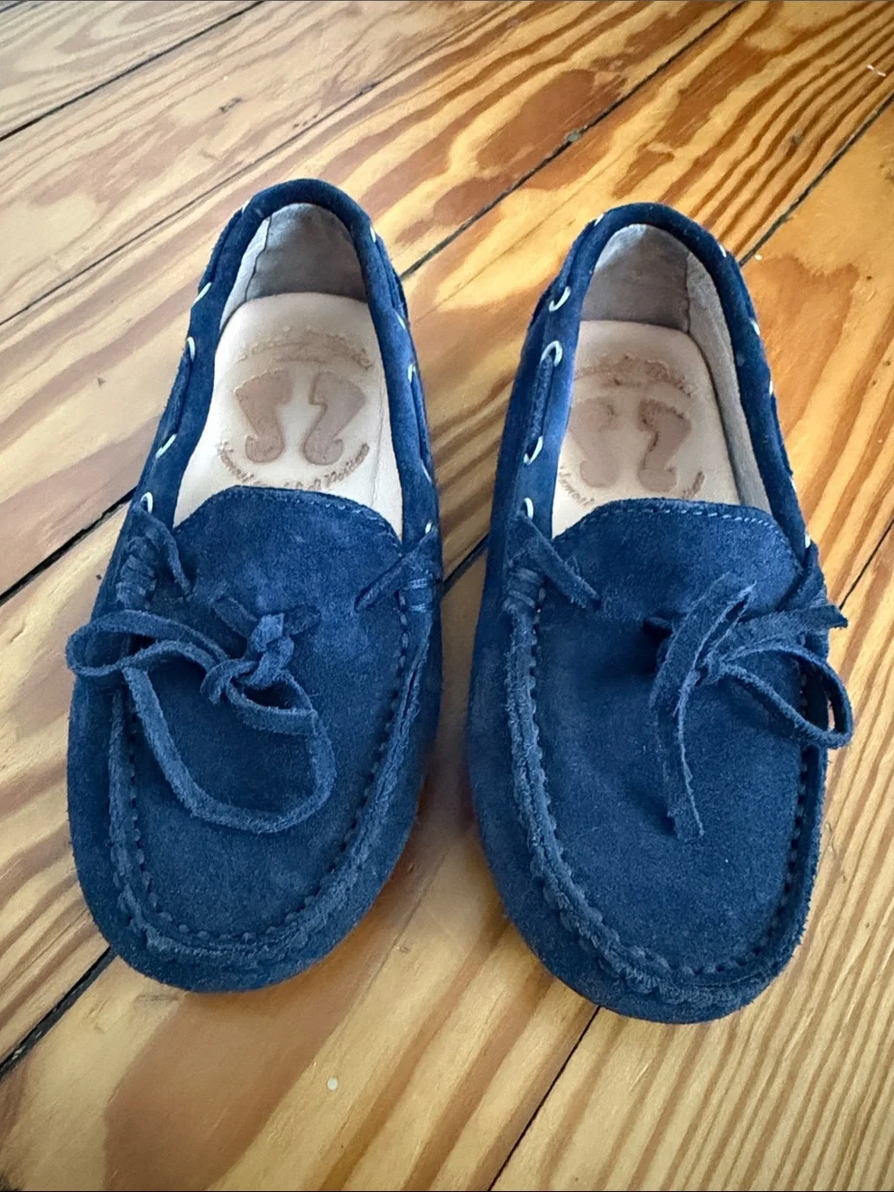 Handmaid, custom Italian Navy Suede Moccasin Loafers - Casual Slip-On